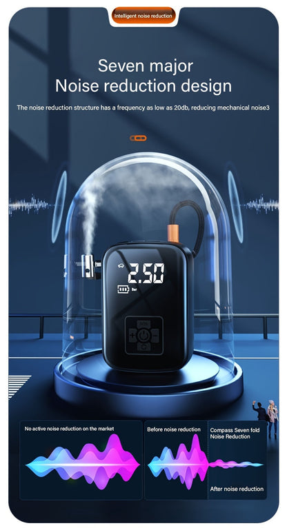 Portable Tire Inflator 100W Cordless Air Pump 4000mAh Battery 30-Second Inflation 5 Modes Digital PSI Display Type-C Charging LED Light Multi-Nozzle for Car Motorcycle Bicycle Ball