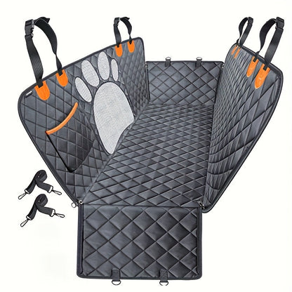 Dog Seat Cover Hammock – Heavy Duty Waterproof Scratch-Resistant Pet Rear Seat Cover for Cars, Trucks & SUVs, Anti-Slip Durable Soft Car Mat with Open Net, Dog Car Seat Cushion & Trunk Protector
