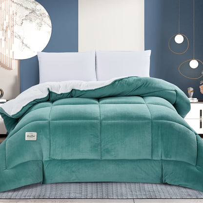 All Season Comforter Thick Soft Quilted Box Stitch | Ultra Breathable Machine Washable Down Alternative Duvet | Twin Full Queen King | Autumn Winter Spring Bedding | Rouge Black Grey Blue Green