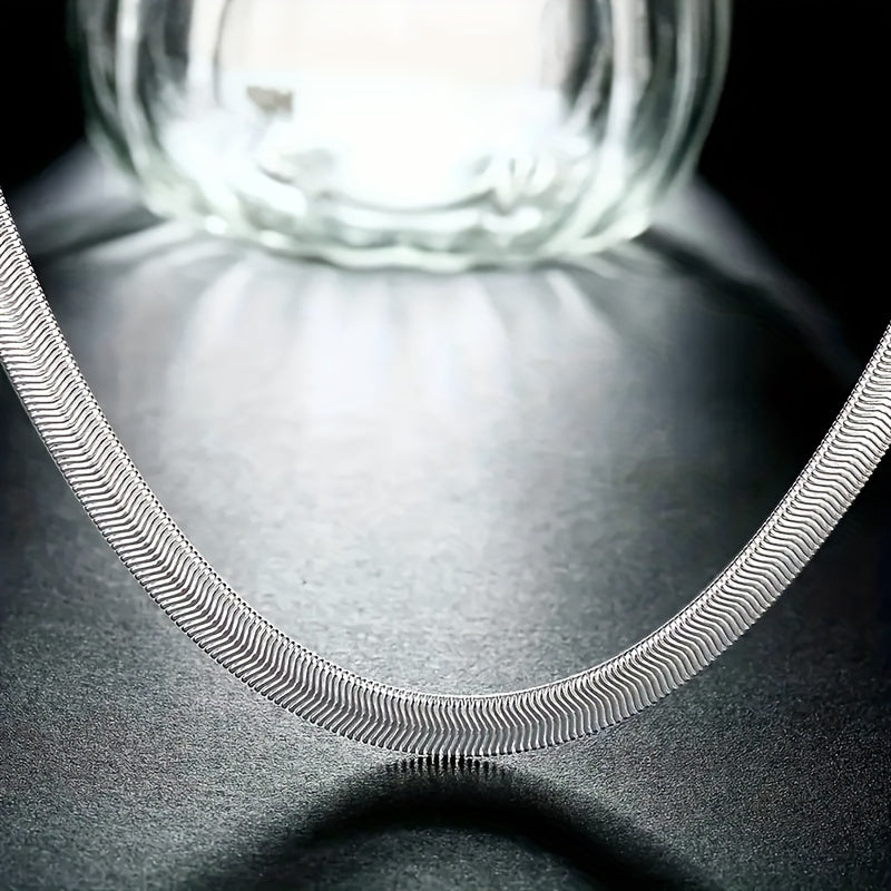 925 Sterling Silver Flat Snake Chain Necklace – Sleek Minimalist Unisex Jewelry, 20 Inch Smooth Serpentine Chain, Perfect Gift for Weddings, Parties, Christmas & Holidays