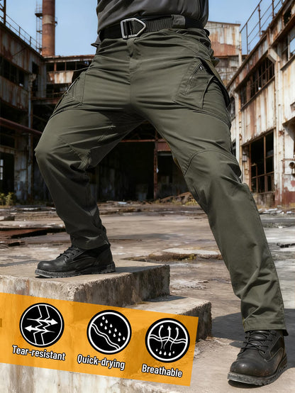 IX9 Men's Tactical Cargo Pants Slim Fit – Quick-Dry Breathable Tear-Resistant Multi-Pocket 3D Cut Outdoor Work Pants for Hiking Camping Climbing Fishing S-XXXL