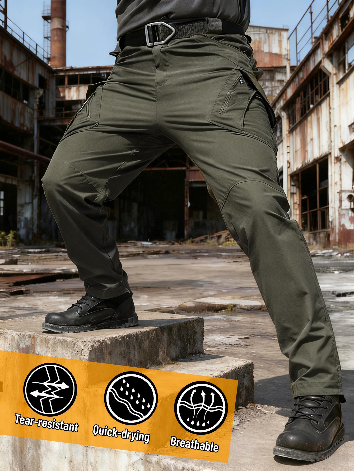 IX9 Men's Tactical Cargo Pants Slim Fit – Quick-Dry Breathable Tear-Resistant Multi-Pocket 3D Cut Outdoor Work Pants for Hiking Camping Climbing Fishing S-XXXL