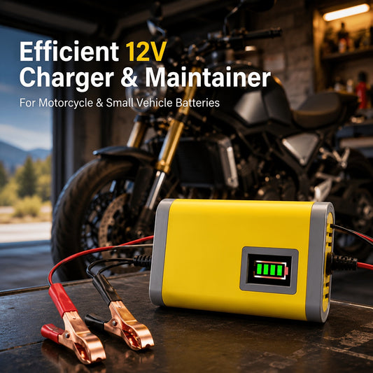 12V Smart Car Battery Charger and Maintainer, Intelligent Trickle Charger with Desulfurization & Temperature Compensation for 2Ah-100Ah Batteries – Compatible with Car, Truck, Motorcycle & Lawn Mower