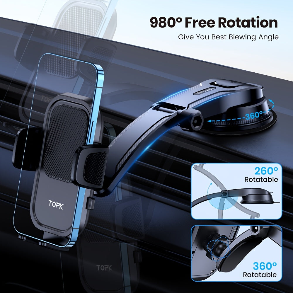 Car Phone Holder Dashboard & Air Vent Mount | 360° Adjustable, Strong Adhesion, High Stability – Universal Fit for All Smartphones, iPhone, Samsung, Android – Style A, B & Vent Mount