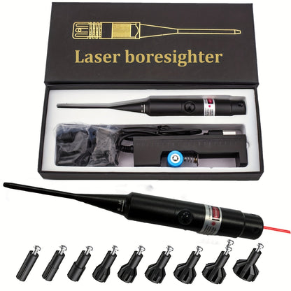 Bore Sight Laser Kit Red Green Boresighter with 8 or 32 Adapters Universal Multi-Caliber 0.17 Cal to 12GA for Rifle Pistol Shotgun - Tactical Gun Zeroing Tool