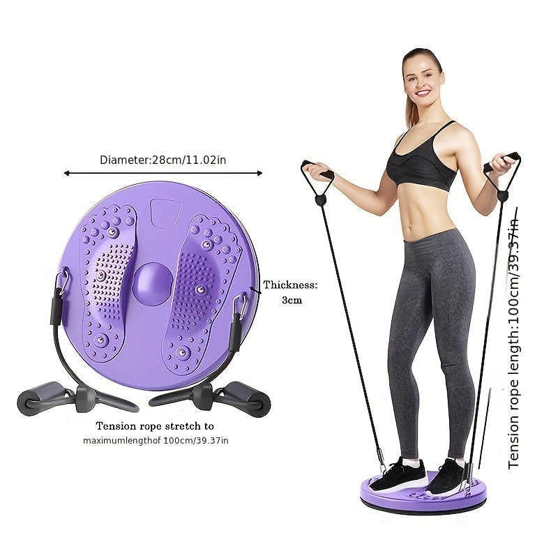 Magnetic Slimming Waist Twisting Disc with Resistance Cord - Home Gym Core Ab Workout Equipment, Non-Electric Balance Board for Office & Home Exercise, Purple Pink Green