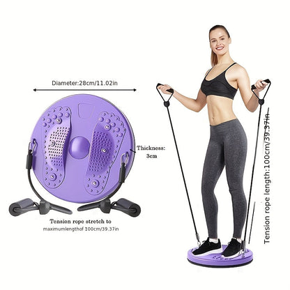 Magnetic Slimming Waist Twisting Disc with Resistance Cord - Home Gym Core Ab Workout Equipment, Non-Electric Balance Board for Office & Home Exercise, Purple Pink Green