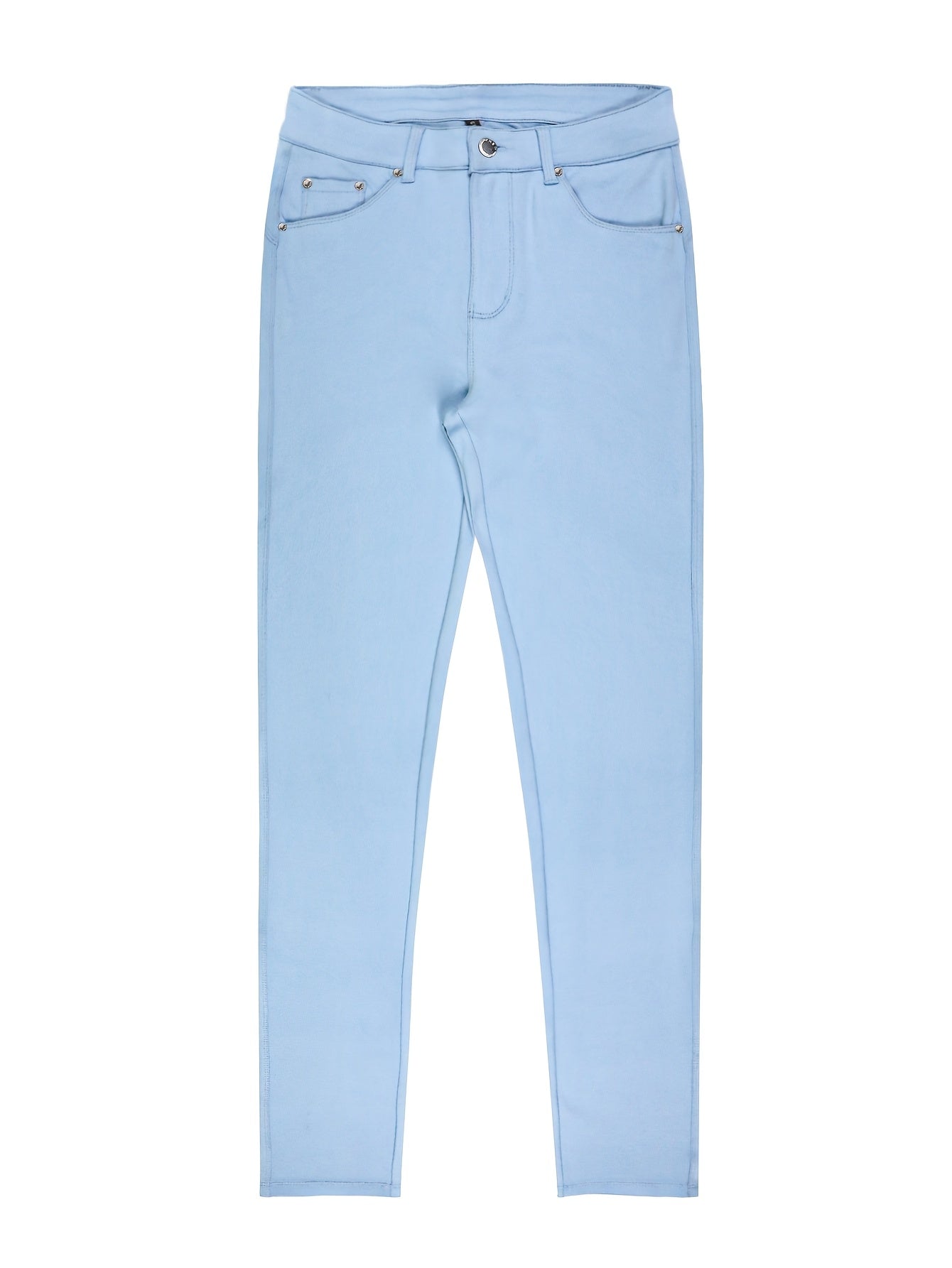 Women's High Waist Stretch Skinny Jeans Metal Button Street Style Slim Fit Denim Pants 10 Colors S-XXL Everyday Wear
