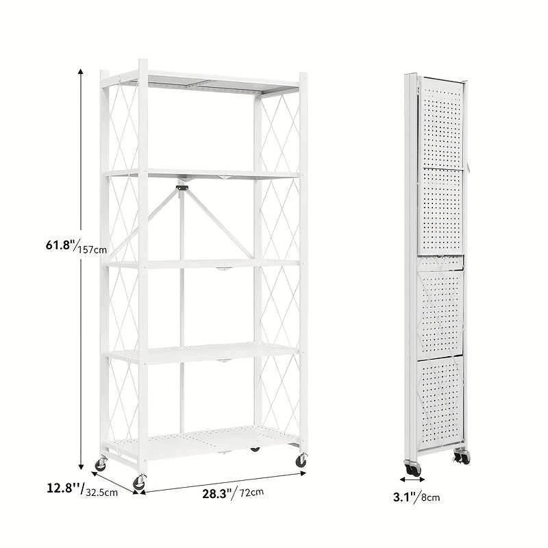 Bookshelf Shelving Unit with Wheels – 3, 4 & 5-Tier Portable Floor Standing Storage Rack for Office & Home, Multi-Layer Rolling Shelf Organizer, Easy Assembly – Black & White