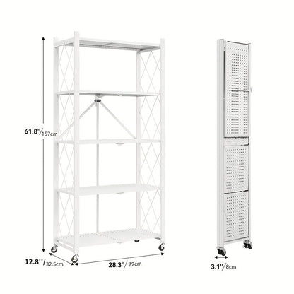 Bookshelf Shelving Unit with Wheels – 3, 4 & 5-Tier Portable Floor Standing Storage Rack for Office & Home, Multi-Layer Rolling Shelf Organizer, Easy Assembly – Black & White