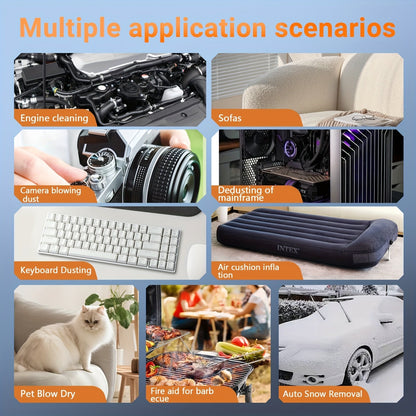 Electric Air Duster 130,000 RPM Cordless Rechargeable | 3-Speed Turbine Fan Air Blower for Keyboard, Computer, Car Interior & Home – Replaces Compressed Air Cans – Black & Orange