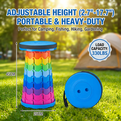 Collapsible Folding Stool 2-Pack Portable Lightweight 400LB Capacity - Retractable Camping Fishing Hiking Kitchen BBQ Indoor Outdoor Seat