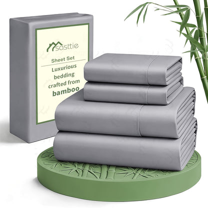Cooling Bed Sheets Set Queen Size 6 Piece, Ultra Soft Breathable Sheets for Hot Sleepers, 17-Inch Deep Pocket Double Stitching Wrinkle-Free, Microfiber Bedding Set for Home Bedroom Christmas Gift