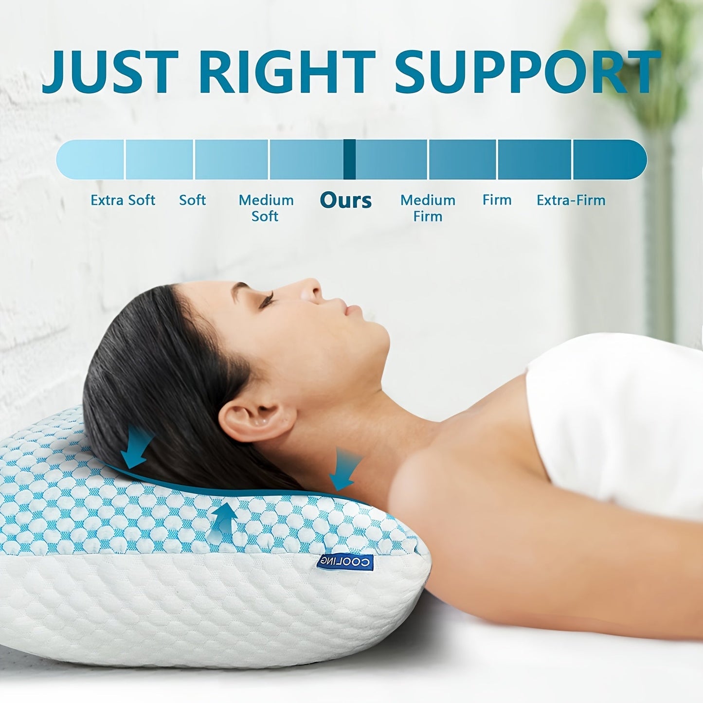 2-Pack Cooling Bed Pillows Hotel Quality Non-Collapsing Memory Foam Fill | Breathable Polyester Viscose Cover Machine Washable | Queen King Size | Side Back Stomach Sleepers | Down Alternative