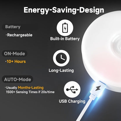 LED Motion Sensor Night Lights USB Rechargeable Wireless Dual Mode Adjustable Brightness Magnetic Mount – Under Cabinet Kitchen Hallway Stairs Closet 6 or 12 Pack