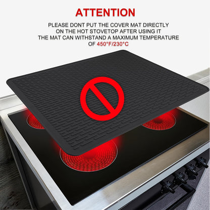 Silicone Stove Cover Cooktop Protector Mat 28x20" Heat Resistant Dishwasher Safe for Glass Top Electric Ceramic Induction Stove – Scratch & Stain Guard Dish Drying Mat Kitchen Counter Extender