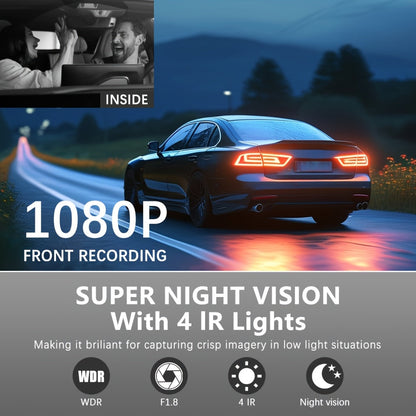 Dash Cam S2N 1080P HD Front and Rear Dual Camera with ADAS Night Vision G-Sensor Loop Recording 24Hr Parking Mode, 170° Wide Angle 2" IPS Screen Car DVR SD Card Not Included