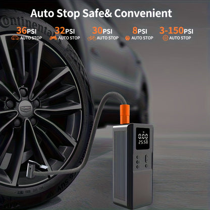 Portable Tire Inflator Air Compressor Pump for Car Tires, Bicycle, Motorcycle & Balls, Digital Pressure Gauge, Auto Shut-Off, USB & Cigarette Lighter Versions Available