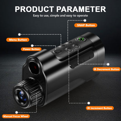Night Vision Goggles 1080P Monocular 5W Infrared 10X Digital Zoom 2600ft Range 2700mAh Rechargeable Battery 2 Inch HD Display for Hunting Camping Wildlife Observation Security