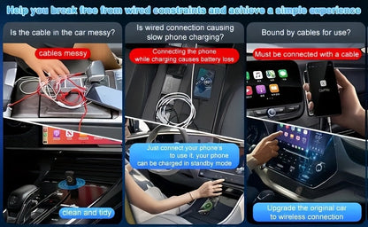 Mini Wireless CarPlay Adapter 2025 Upgraded – Plug & Play Wired to Wireless CarPlay Dongle for Apple iPhone & Android, Low Latency, Fast Stable Connection, No Battery Required, USB Set Included