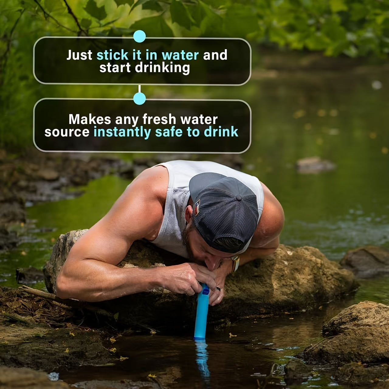 Portable Water Filter Purifier Straw Survival Kit – Durable ABS Filtration Straw with Lanyard & Extension Tube for Camping, Hiking, Backpacking, Travel, Wilderness & Emergency Preparedness – 1/2/4/6 Pack