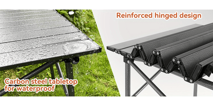 Portable Folding Camping Table Lightweight Collapsible Outdoor Table with Carry Bag Sturdy Legs Large Flat Surface for Picnic BBQ Beach Hiking Tailgating Compact Durable Design Size L and XL
