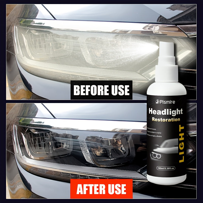 Ceramic Coating Headlight Restoration Spray 100ml – Advanced Ceramic Formula, No Polishing or Sanding Required, Spray-On Headlight Repair & Renovation Fluid, Restores Clarity Fast, Universal Fit for All Car Models, Headlight Cleaner & Protectant