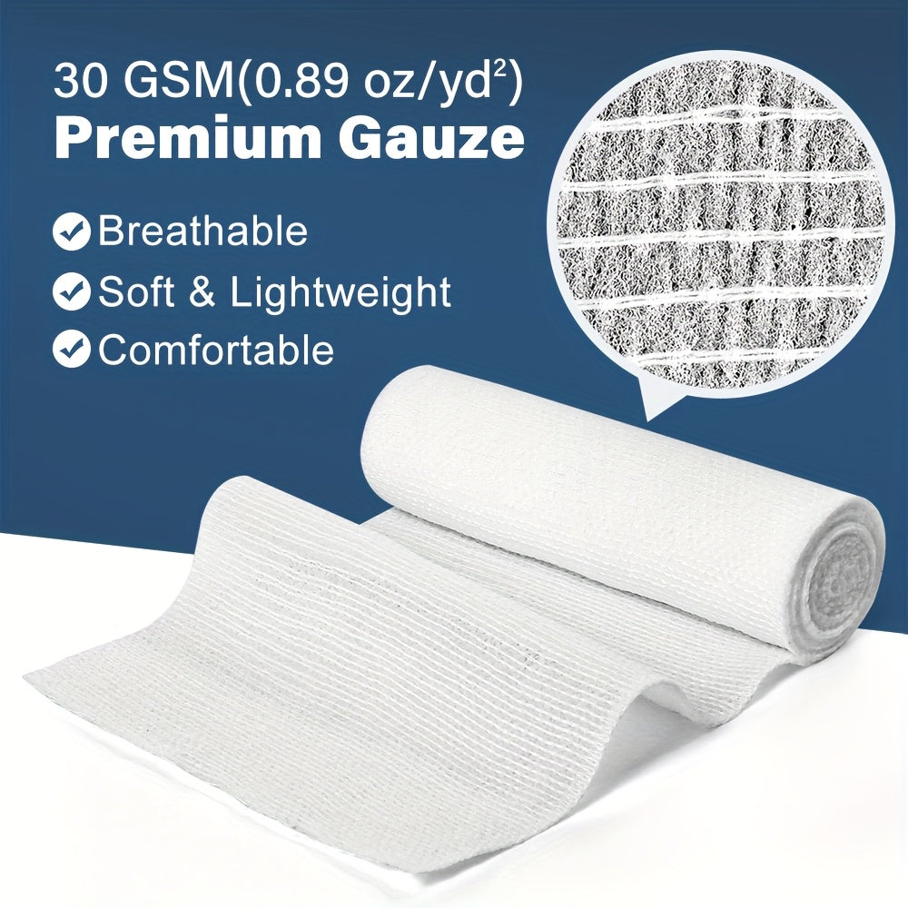 Stretch Gauze Bandage Rolls 24 Count – 4 Inch x 4 Yards, Individually Wrapped Latex-Free Conforming Gauze Wrap for First Aid, Wound Care, Wrist, Knee, Hemostasis, Outdoor & Pet Use