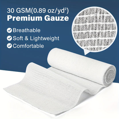 Stretch Gauze Bandage Rolls 24 Count – 4 Inch x 4 Yards, Individually Wrapped Latex-Free Conforming Gauze Wrap for First Aid, Wound Care, Wrist, Knee, Hemostasis, Outdoor & Pet Use