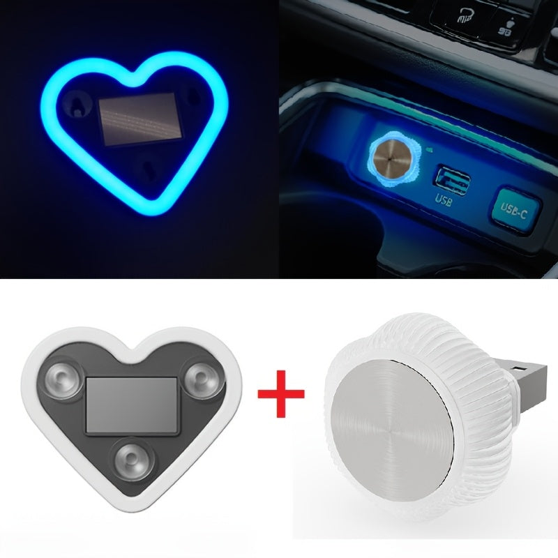 Car Interior LED Mood Lights – Heart & Flower Shaped Neon Ambient Light, USB Powered, Cute Car Window Decoration for Women Girls, Valentine's Day Car Accessories | Velora
