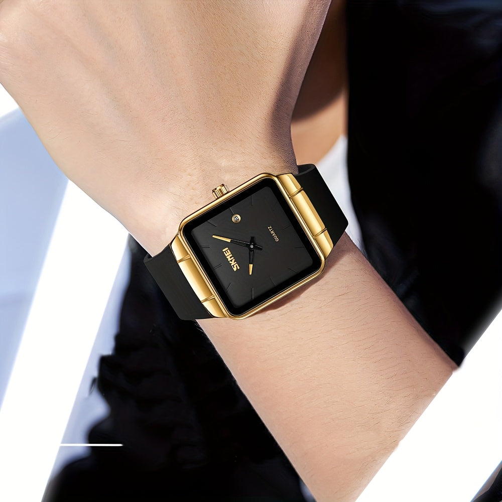 SKMEI Women's Square Quartz Watch Slim Minimalist Elegant Alloy Case Ladies Fashion Wristwatch Daily Wear Gift for Her Gold Black Rose Gold