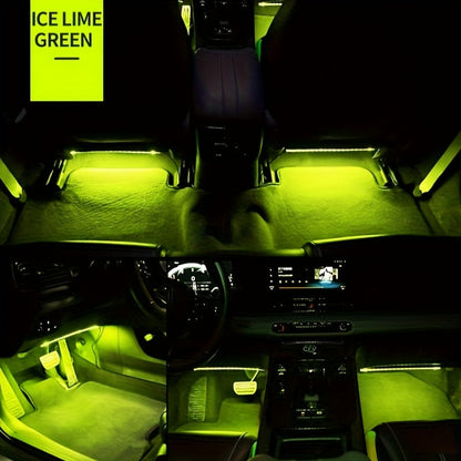 Music Sync LED Car Interior Lights – 4pcs USB Powered RGB Underfoot Ambient Lighting Kit with App & Remote Control, Colorful Atmosphere Lights for Car Truck SUV, No Battery Required