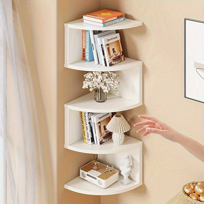 5-Tier Corner Wall Shelf Organizer – Floating Tiered Bookshelf & Storage Shelf for Living Room, Bedroom & Kitchen, Space-Saving Corner Divider, 5 Style Options