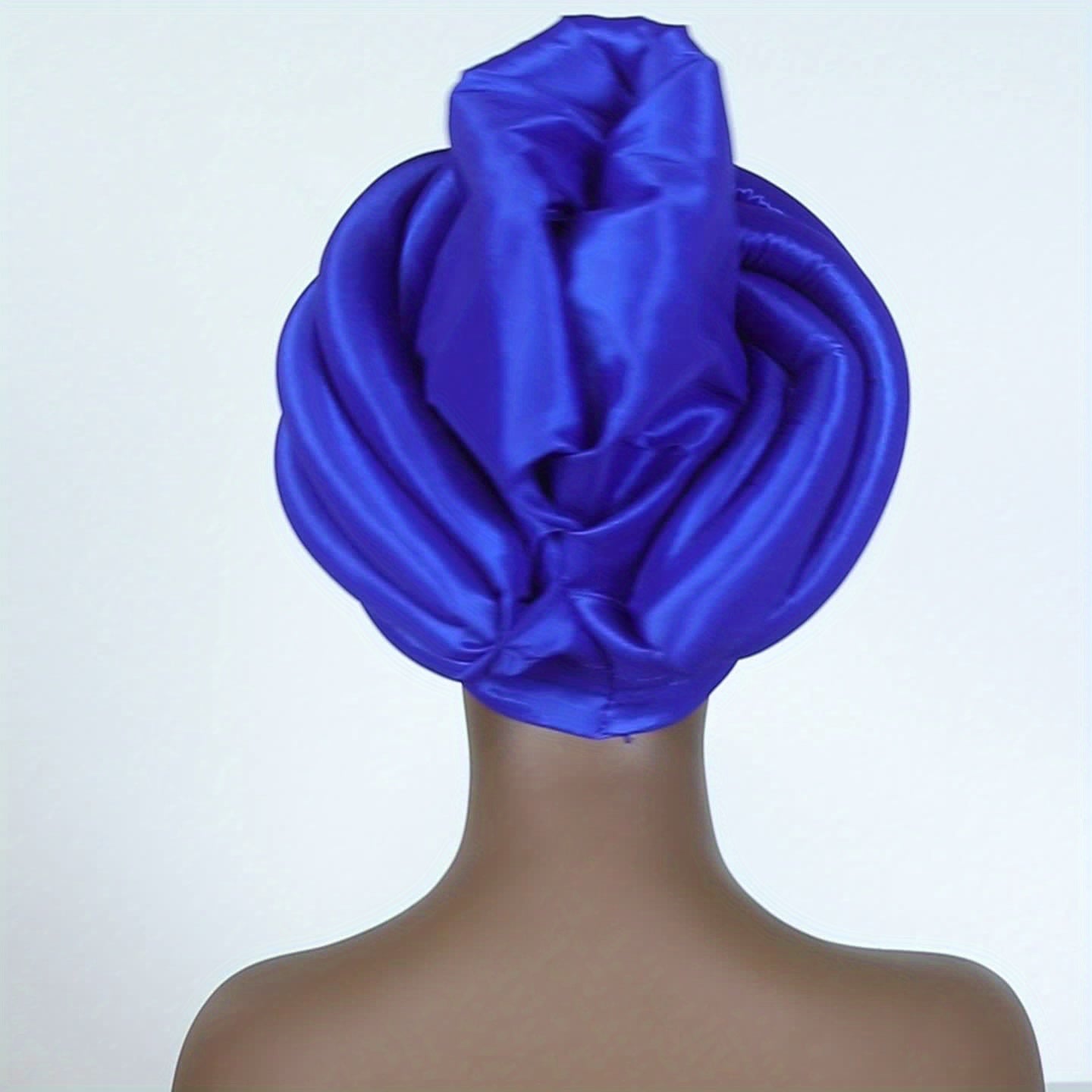 Nigerian Wedding Turban Hat for Women Elastic Polyester Sponge Festive Headwear Button Closure Religious Occasion 10 Colors