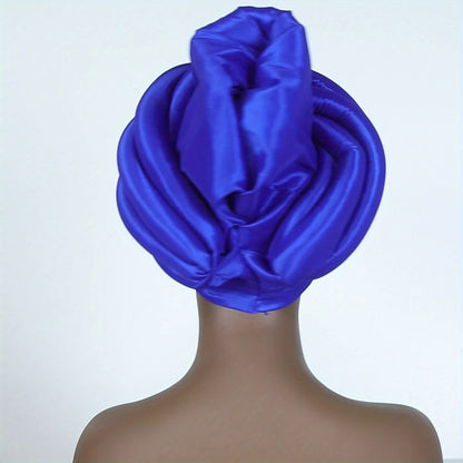 Nigerian Wedding Turban Hat for Women Elastic Polyester Sponge Festive Headwear Button Closure Religious Occasion 10 Colors