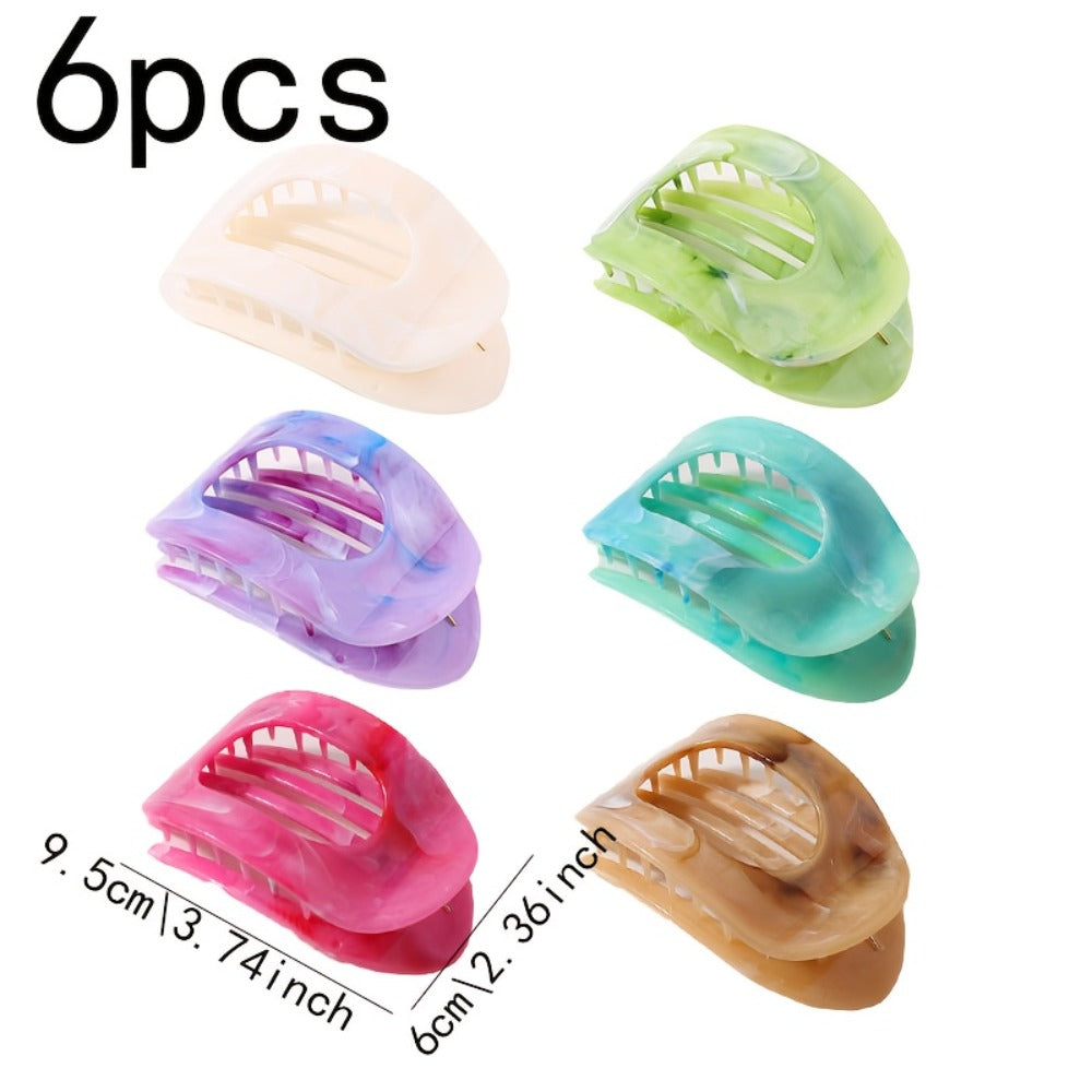 Oversized Shark Claw Hair Clips Set 5/6 Pcs – Non-Slip Extra-Large Flat Claw Clips for Thick Hair, Beach, Party & Everyday Wear, Vibrant Colors