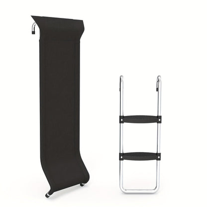 Trampoline Ladder and Slide Kit 2-Step Wide Safety Stairs Tear-Resistant Slide PE Galvanized Steel Universal Trampoline Accessories for Kids Adults Ages 14 Plus Outdoor Backyard Play