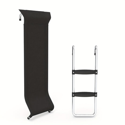 Trampoline Ladder and Slide Kit 2-Step Wide Safety Stairs Tear-Resistant Slide PE Galvanized Steel Universal Trampoline Accessories for Kids Adults Ages 14 Plus Outdoor Backyard Play