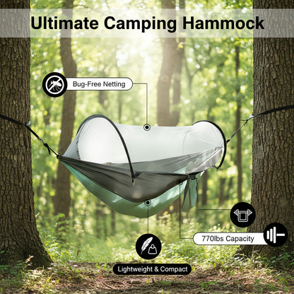 3-in-1 Double Camping Hammock with Mosquito Net and Sun Shade – Lightweight Portable Durable, Ideal for Camping Hiking Backpacking Picnicking Parks, 7 Color Options