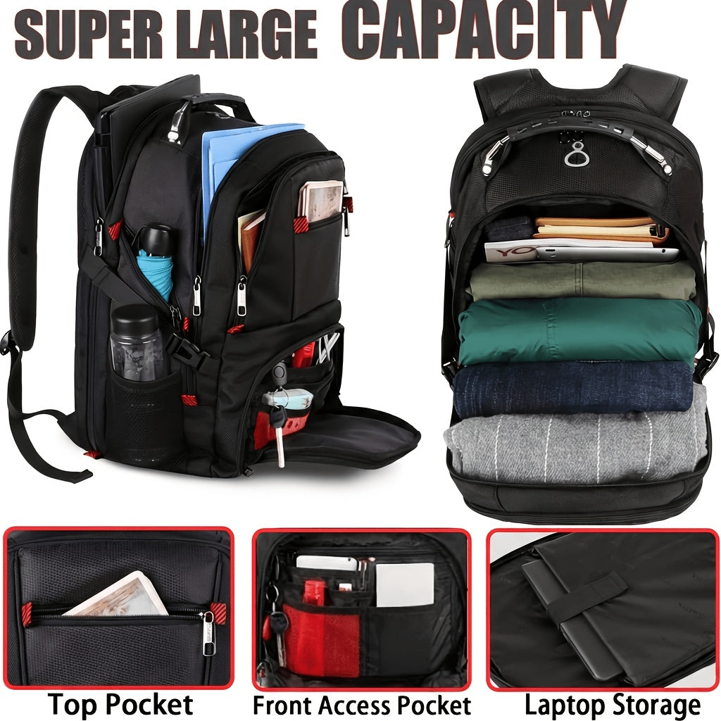 50L Travel Backpack Fits 17 Inch Laptop – Airline Approved, Waterproof, Extra Large College & Work Bag for Men & Women, 3-Compartment Business Backpack for School, Travel & Daily Commute – 8 Colors