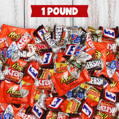 Assorted Chocolate Mix 1 Pound Bulk Bag – Individually Wrapped Milk Chocolate Peanut Butter Caramel Variety, Perfect for Halloween Parties Holidays & Everyday Snacking