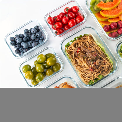 Glass Food Storage Containers Set of 8 with Lids – Borosilicate Leak-Proof Meal Prep Containers, Oven Microwave Dishwasher Safe, Stackable Kitchen Storage for Leftovers & Lunch