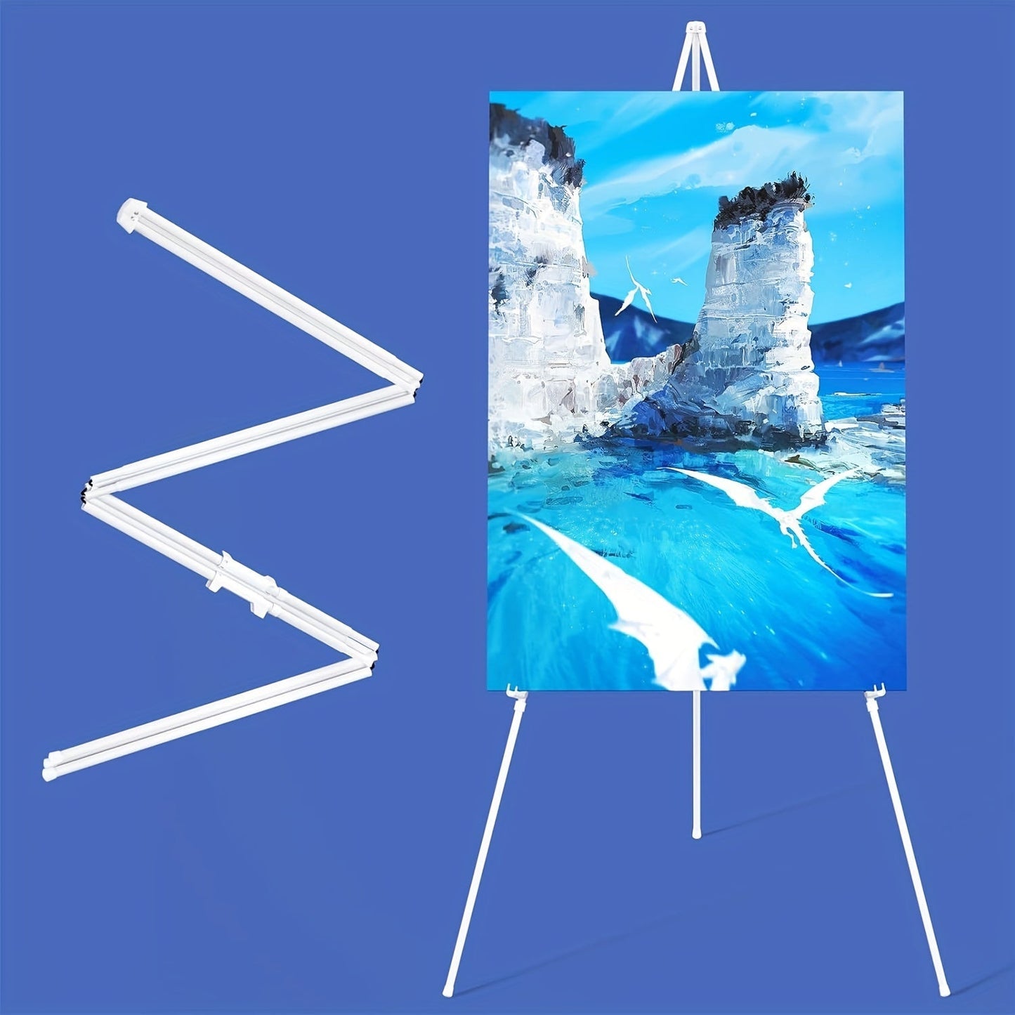 63 Inch Portable Tripod Easel Stand Foldable with Carrying Bag – Adjustable Metal Floor Easel for Wedding Signs Posters Art Painting Trade Shows and Events – Holds Up to 10 lbs