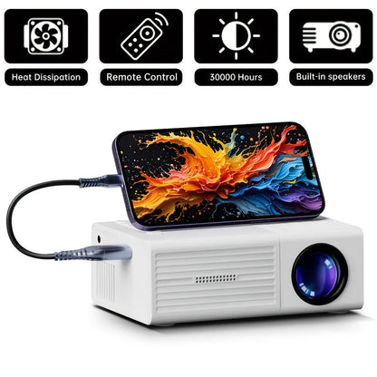 Mini Portable Projector 4K Support 720P Native LCD – Home Theater & Outdoor Movie Projector Compatible with iPhone Android Laptop USB HDMI for Gaming Movies Presentations