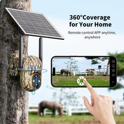 4G LTE Solar Security Camera Outdoor Wireless – No WiFi Needed, 4K Night Vision, 360° Live View, Two-Way Audio, Waterproof Trail Camera for Hunting, Farm, Ranch & Wildlife Monitoring