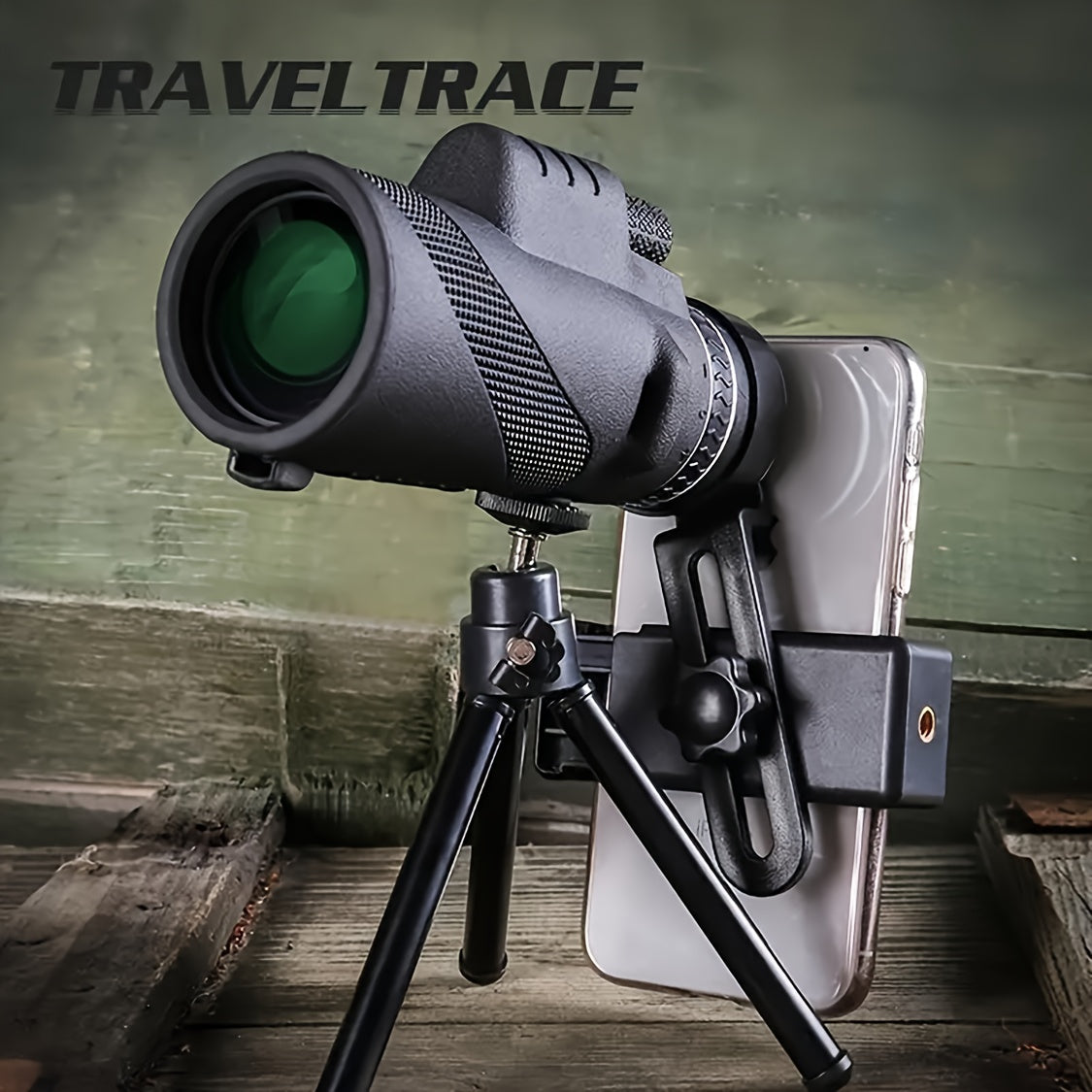10x42 HD Monocular Telescope with Phone Adapter & Tripod – FMC Lens Compact Scope for Bird Watching, Wildlife, Hiking, Camping, Concerts & Sports – Black & Green, Christmas Gift