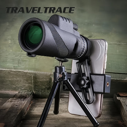 10x42 HD Monocular Telescope with Phone Adapter & Tripod – FMC Lens Compact Scope for Bird Watching, Wildlife, Hiking, Camping, Concerts & Sports – Black & Green, Christmas Gift