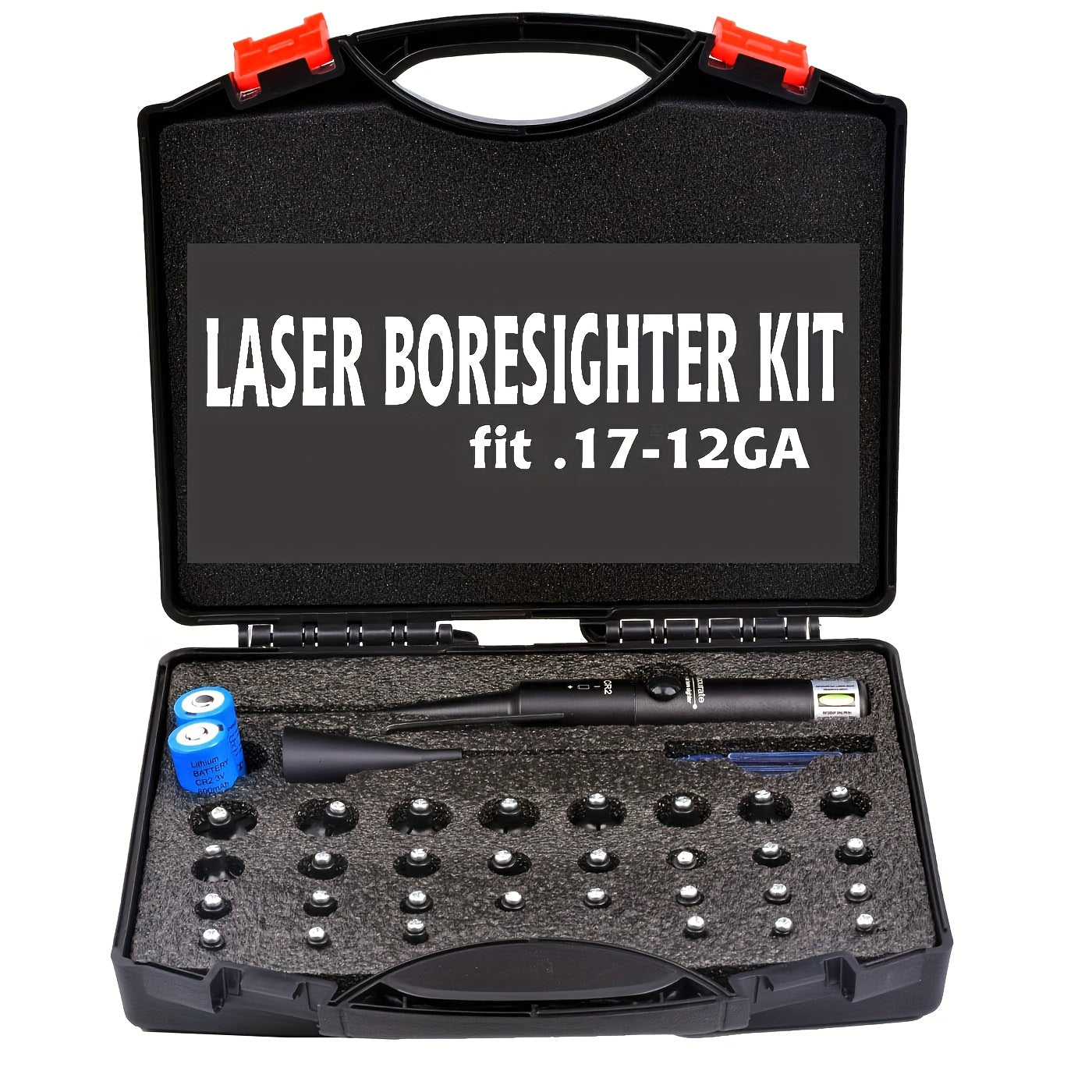 Laser Bore Sight Kit with 32 Adapters – Red & Green Laser Boresighter for 0.17 to 12GA, High Precision Rifle Zeroing Tool with 8-Hour Battery Life, Button ON/OFF for Hunting Shooting