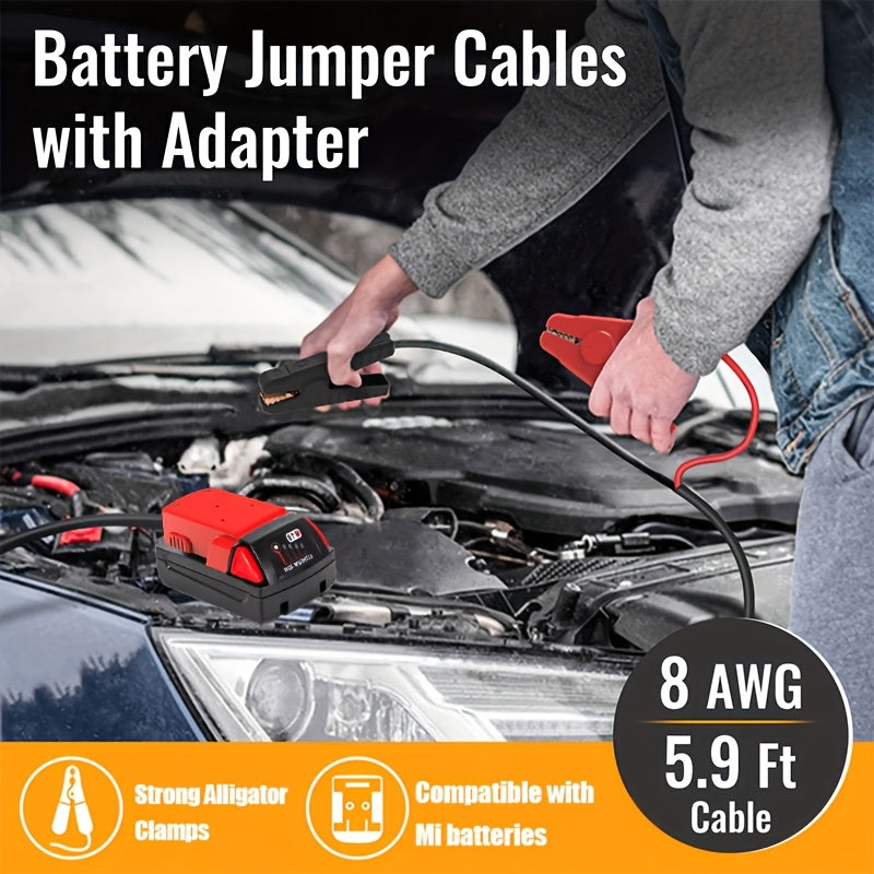 Dewalt Compatible Car Jump Starter Booster Cables with Adapter for Dewalt 20V Battery Portable 12V Automotive Jumper Cables Emergency Roadside Kit Battery Not Included