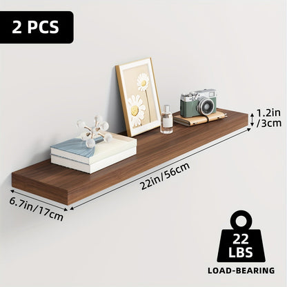 Floating Wall Shelves Wood 2/4/6 Pack 15.7 19.7 22 Inch Wall Mounted Shelves for Living Room Kitchen Bathroom Bedroom Holds 30 lbs Walnut Brown White Black Gray Home Decor Storage